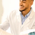 Doctor Explaining patient information leaflet in arabic