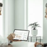 Adoctor shpwing patient a dashboard of his condition as an example for health numeracy in patient care